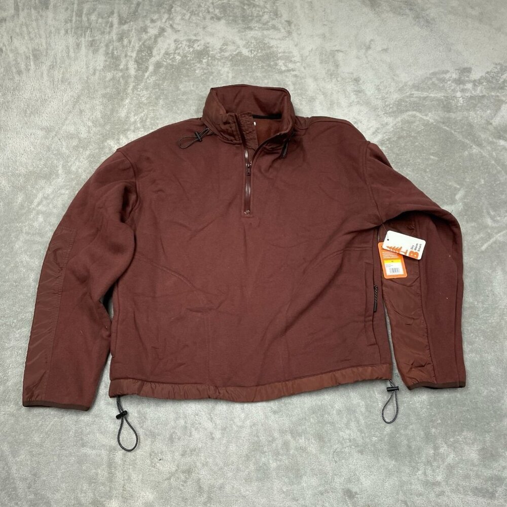 Bass Outdoor Rum Raisin Convertible Hoodie M Half-Zip Pullover NWT 6392